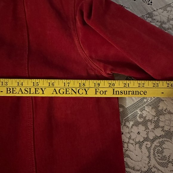 Ladies-Coldwater Creek Red Suede Leather Jacket- Size M-Nice Used Condition - Picture 2 of 5